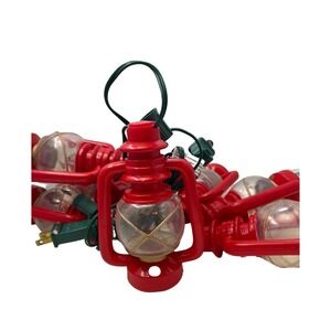 Vintage Red Lantern String Lights Rustic Cabin Christmas Decor Novelty Lighting